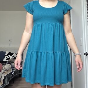 See You Monday Turquoise Mini Dress